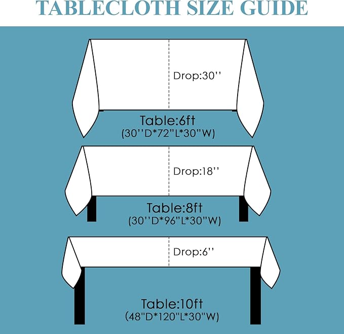 VidaFete Tablecloth 90 * 132inch Rectangle Table Cloth Polyester, Stain Wrinkle - Image 2