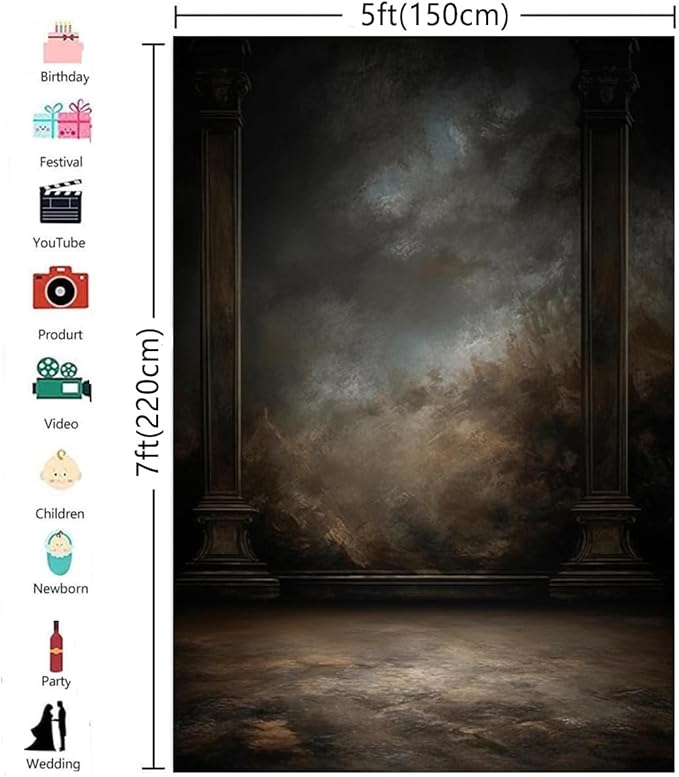 5x7ft Dark Vintage Photography Backdrops Portrait Photo Backdrop Wedding Bridal - Image 5