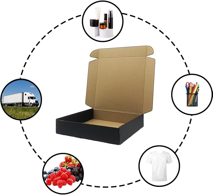 24 Pack 10 x 10x 2 Inches Shipping Boxes，Black 3 Layers Corrugated Cardboard Box - Image 2