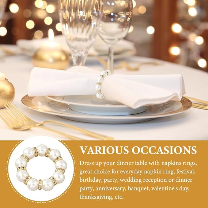 50Pcs Pearl Napkin Rings, Wedding and Formal Dinner Table Decor - Image 6