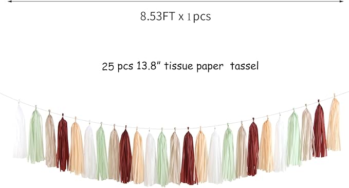 Sage-Green Burgundy Champagne-Gold Tassel-Garland - Image 3