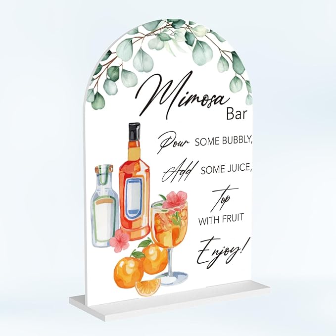 Mimosa Bar Sign for Wedding Acrylic Arch Wedding Bridal Shower Baby Shower by Unknown