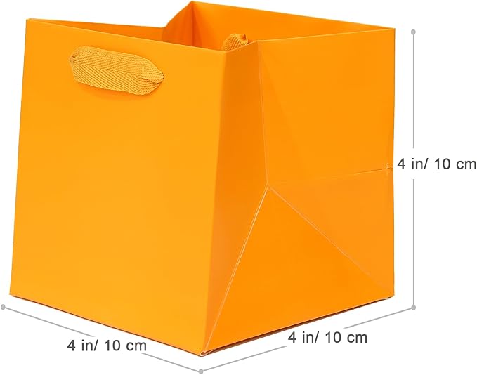 Orange Paper Gift Bag 4 in Paper Box Small Square Bottom Kraft Paper Bags - Image 2