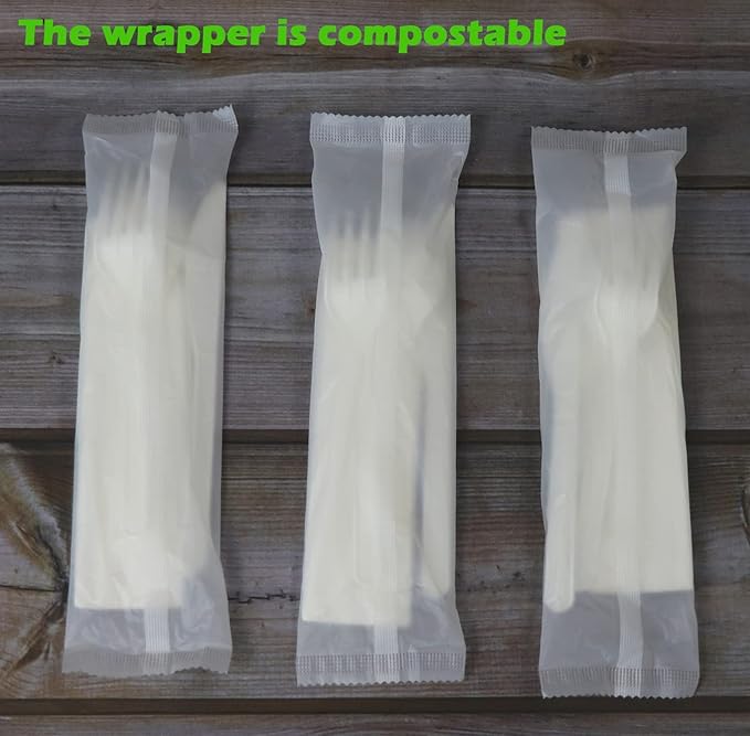 GreenWorks 6" Compostable CPLA Cutlery Kits, BPI Certified 200 Sets - Image 3
