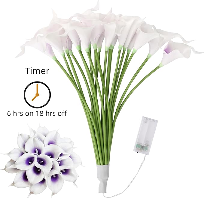 20pcs Artificial Calla Lily Bouquet Lamp Faux Floarl Night Light Real Touch - Image 3