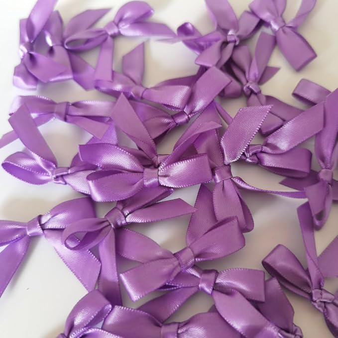 50pcs 1-1/2" Purple Satin Ribbon Bows Without Twist Ties Mini Ribbon Bows - Image 6