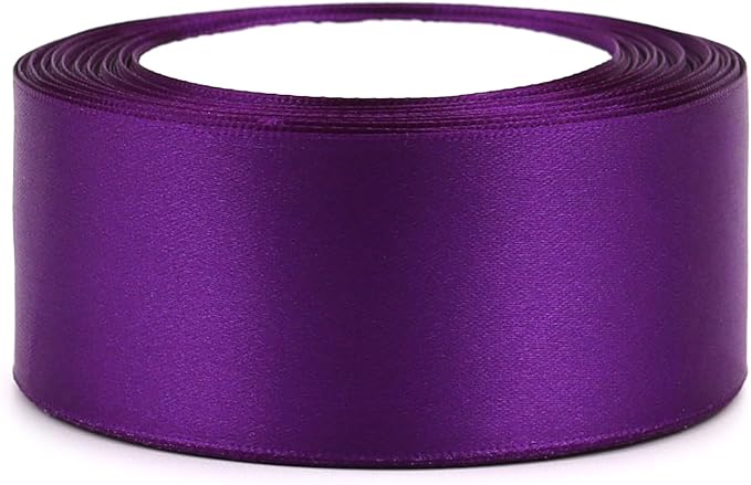 Purple Solid Satin Ribbon 1-1/2 Inch 25 Yards Solid Polyester Fabric Ribbon - Image 3