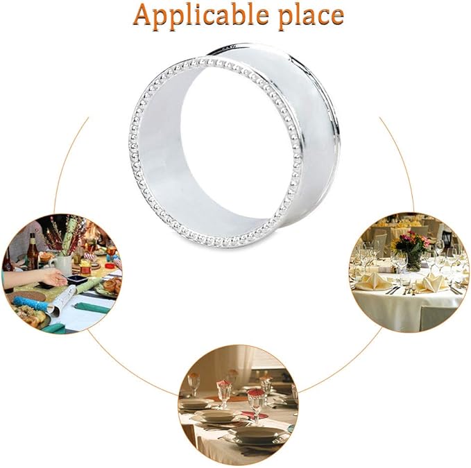 12 Pcs Stainless Steel Bead Side Napkin Rings Delicate Serviette Buckles - Image 6