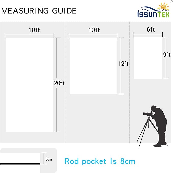 ISSUNTEX 10X12 ft Background Muslin Backdrop, Photo Studio, Collapsible High - Image 6