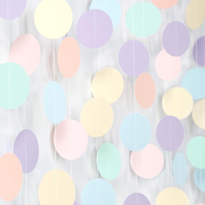 Pastel Rainbow Birthday Party-Decorations Streamers - 52FT Yellow Blue Mint by Hugtmr