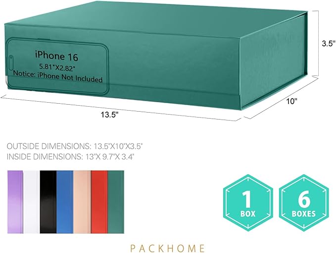 PACKHOME 6 Large Gift Boxes 13.5x10x3.5 Inches, Sturdy Shirt Boxes - Image 2