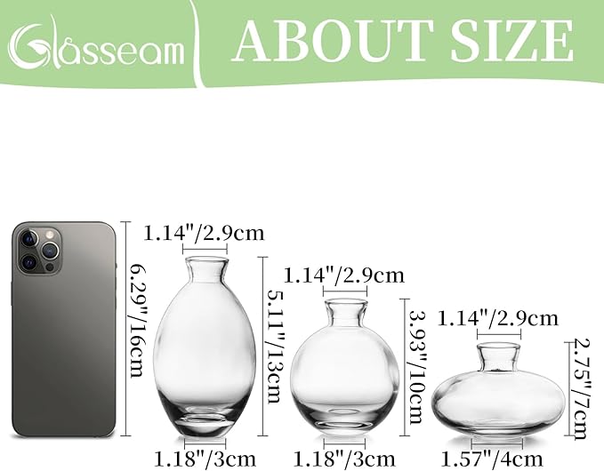 Glass Bud Vase for Centerpieces: 12Pcs Glasseam Clear Mini Small Vases for - Image 2