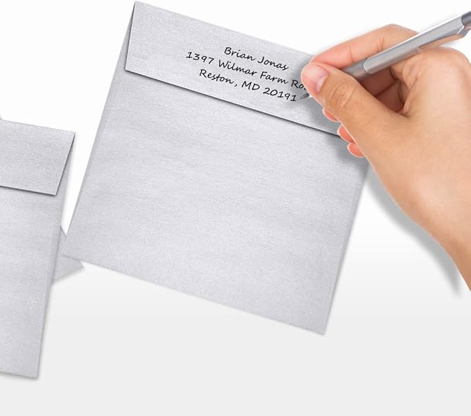 LUXPaper Square Invitation Envelopes | Peel & Press | 6" x 6" | Silver Metallic - Image 6