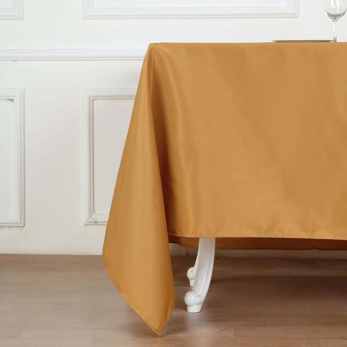 Efavormart 90" Gold Wholesale Linens Polyester Square Linen Tablecloth - Image 8