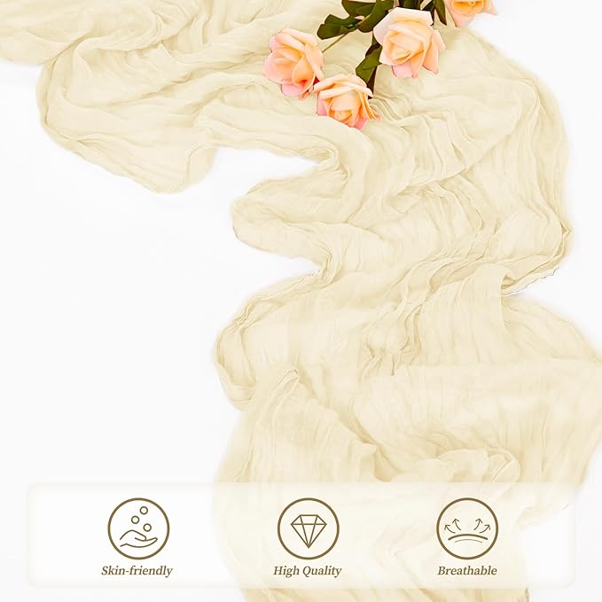 10FT 6 Pack Beige Cheesecloth Table Runner 20 x 120 Inch Long Rustic Gauze - Image 5