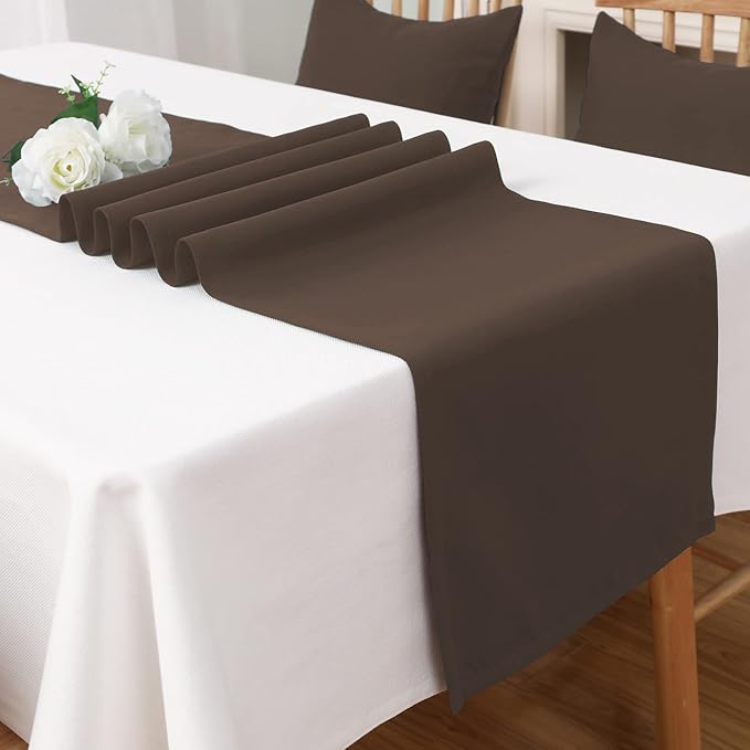 Rustic Brown Table Runner Solid Color Soft Thick Polyester Decorative Cloth - Image 5