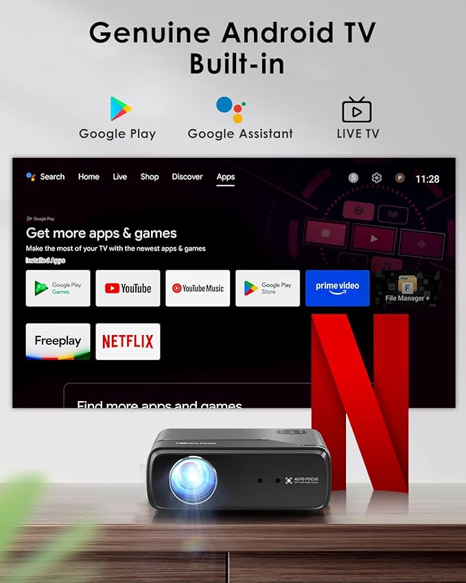 Portable Smart Projector Netflix Officially, AI Auto Focus&Keystone, 1400ANSI - Image 2