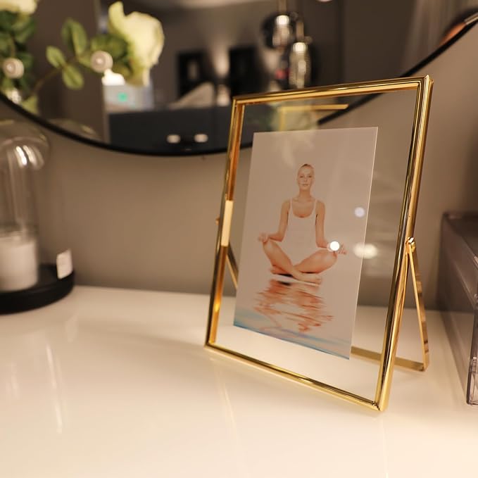 Gold Floating Frame, For Picture 5x7, Tabletop Shelf Photo Frame, Classy Gift - Image 9