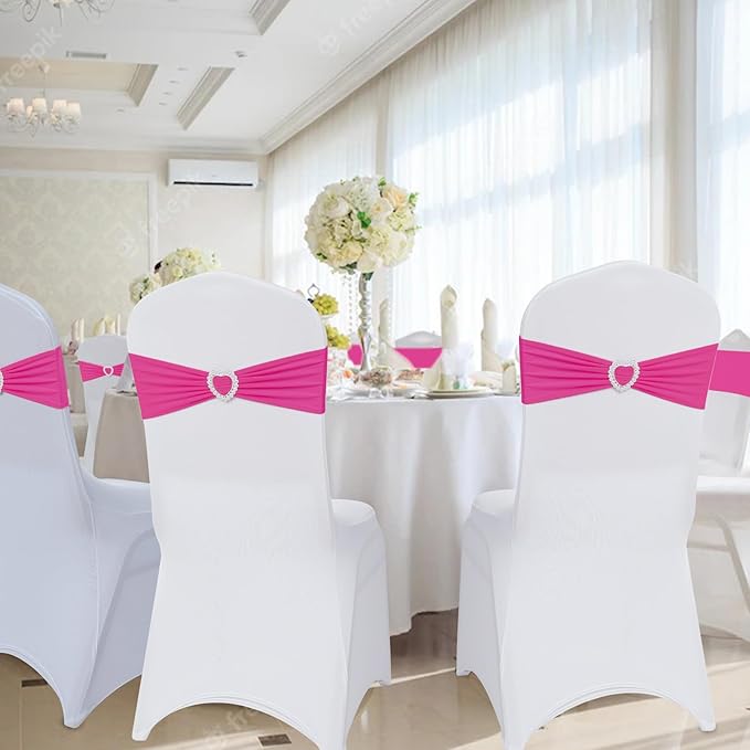 Howhic Pack of 120 Spandex Chair Sashes Bows Stretch Chair Cover Band - Image 6
