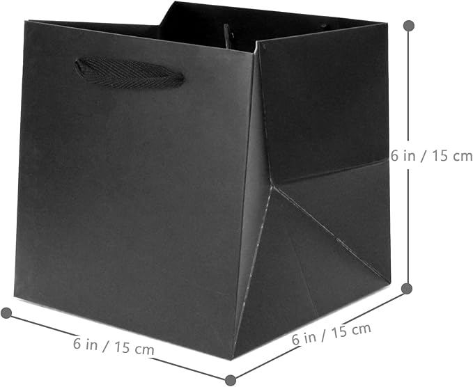 Black Paper Gift Bag Small Square Bottom Kraft Cardboard Paper Bags - Image 2