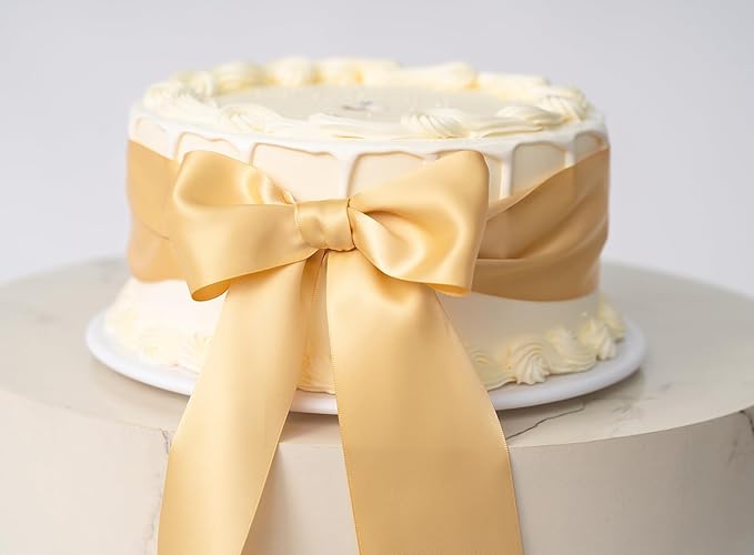Champagne Satin Ribbon 2.5 Inch Double-Faced Polyester Ribbons 25 Yards - Image 5