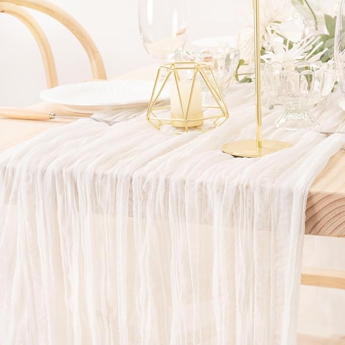 MLMW 4 Pack Ivory White Table Runner Cheesecloth Boho Gauze Rustic Cheese Cloth - Image 3
