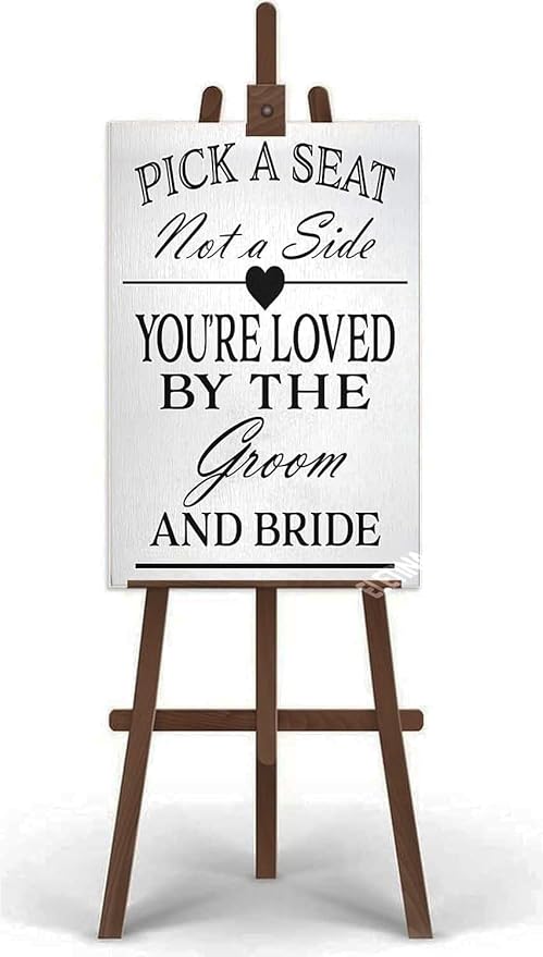 Rustic Wooden Signs Pick a Seat Not A Side Sign You Are Loved by the Groom and by Eletina