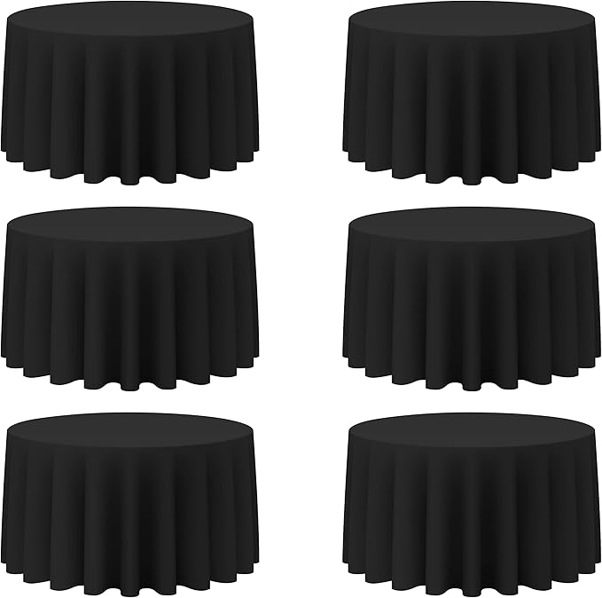 BRILLMAX 6 Pack Black Round Tablecloths 120 Inch by BRILLMAX
