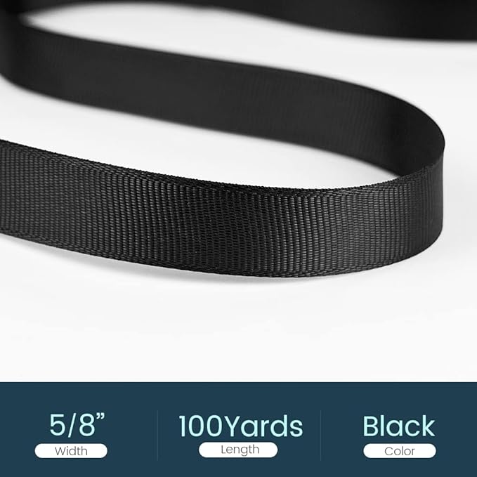 5/8" X 100 Yards Black Grosgrain Ribbon, Premium Grosgrain Ribbon - Image 2