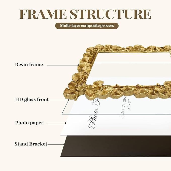 Cuspin Vintage Gold 5x5 Picture Frame, Antique Square Photo Frame - Image 4
