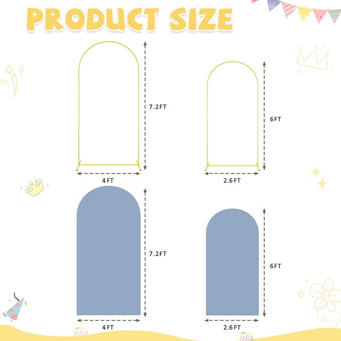 Arch Backdrop Stand and Cover Set 6FT 7.2FT Dusty Blue Arch Backdrop Covers Set - Image 2