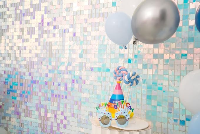 Kate Square Rainbow Blue Sequin Wall Panels Wedding Decoration Wall Shimmer - Image 7