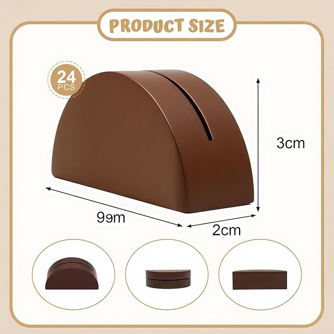 24 Pcs-6cm Table Number Stands, Wooden Semicircular Base - Image 2