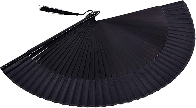 Amajiji 8.27" Hand Held Bamboo Silk Folding Fan Hand Fan, Chinese/Japanese - Image 4