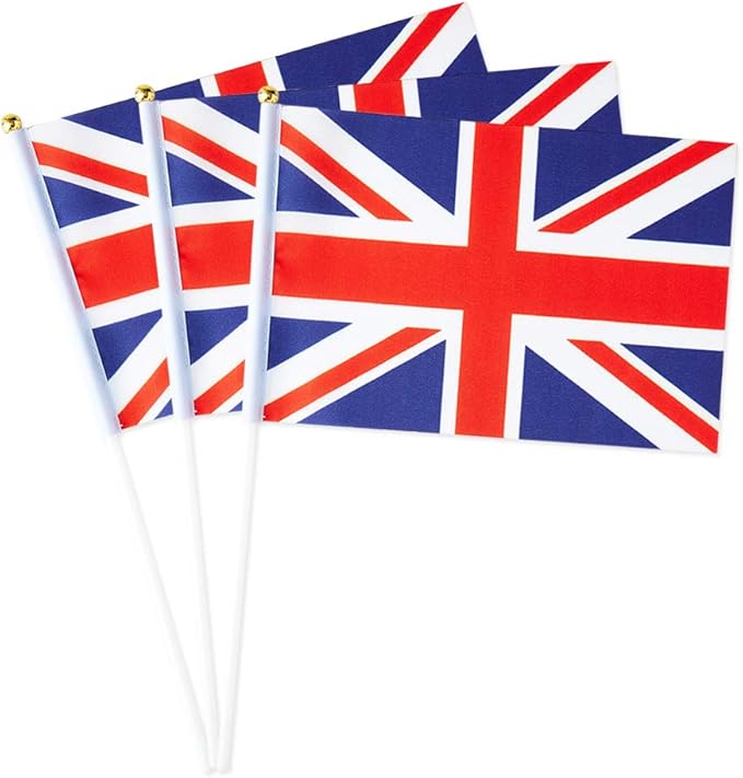 UK Flag British Flag, Small Mini Handheld UK Flags on Stick by Mflagperft