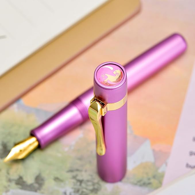 Hongdian M2 Black Forest Mini Fountain Pen, Fine Soft Golden Nib & Sleek Shape - Image 4