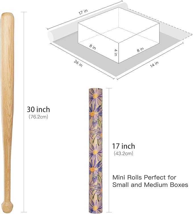 RUSPEPA Purple Daisy Floral Wrapping Paper, Watercolor Flower Kraft Paper - Image 6