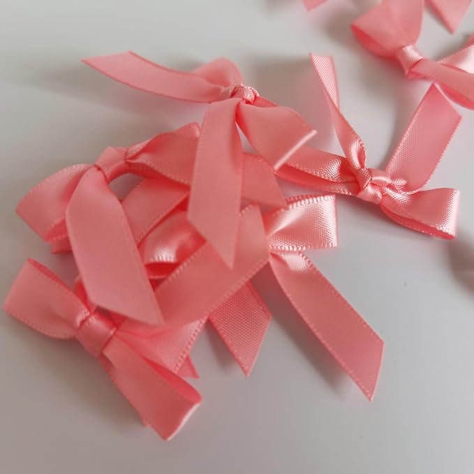 50pcs 1-1/2" Mini Light Pink Satin Ribbon Bows Without Twist Ties - Image 6