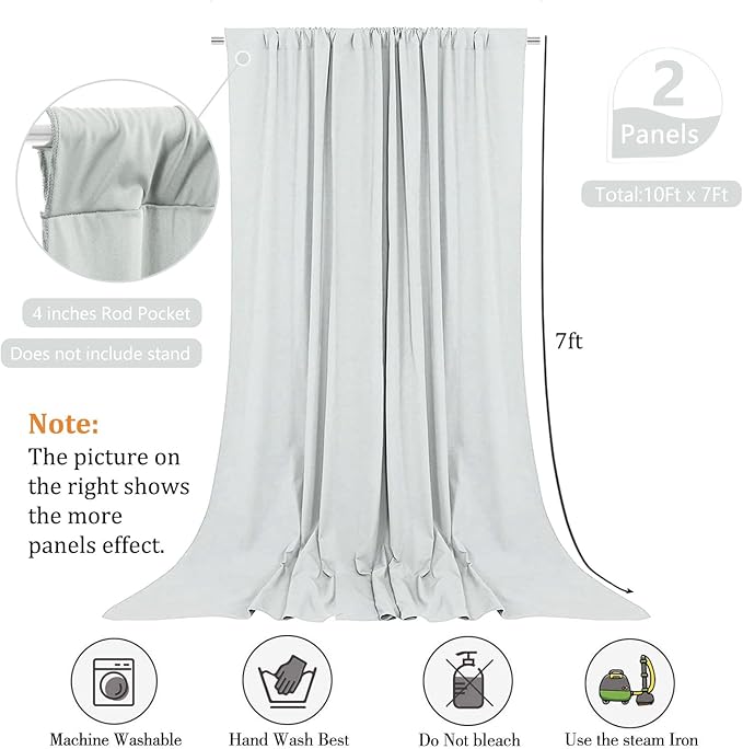 10 x 7 Feet Silver Backdrop Curtain - Image 2