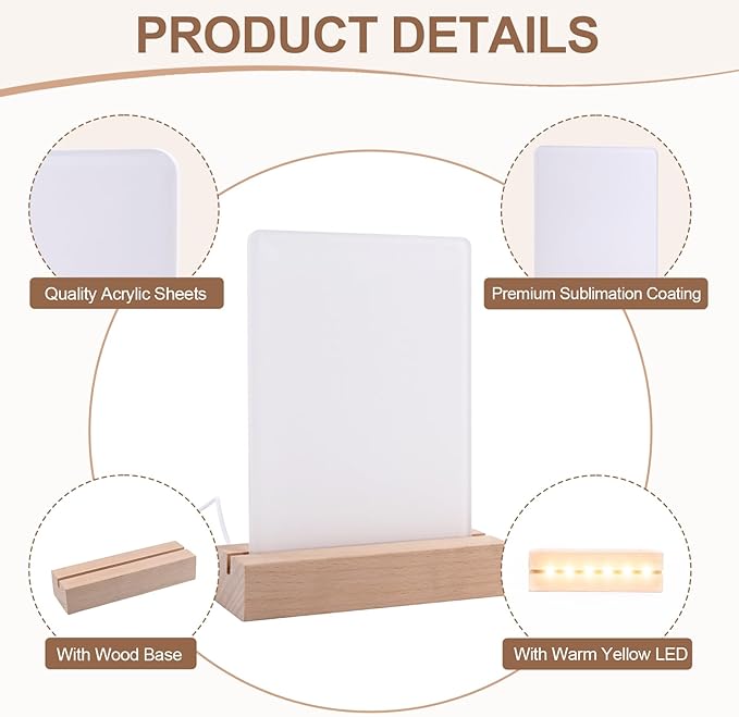 5" x 7"- 4 pcs Acrylic 2 pcs Frame Sublimation LED Acrylic Photo Frames Night - Image 6
