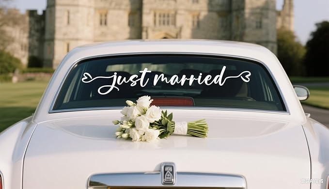 Just Married Car Decal – Wedding Bumper Sticker - Image 7