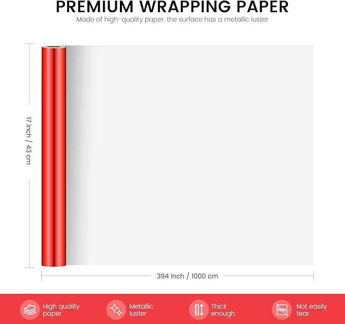 KMER LIFE Metallic Wrapping Paper Roll 17 x 394 inch - Image 2