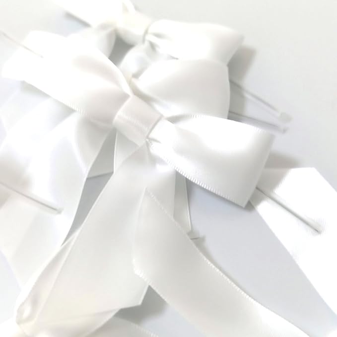 36pcs 3-1/2" White Satin Ribbon Bows - Image 6