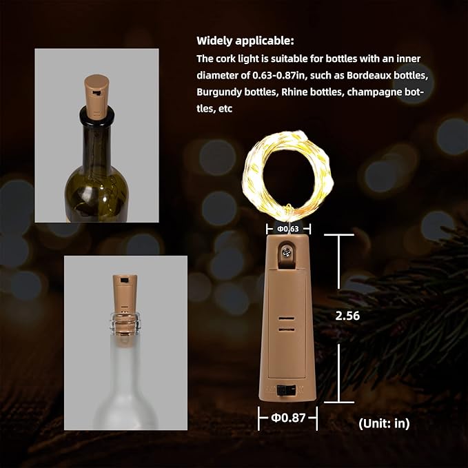 6-Pack LED Bottle Lights with Dual Battery Pack, 6.6ft 20 LEDs, Twice The - Image 8