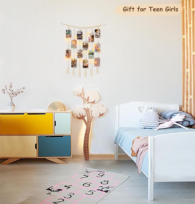 Mkono Macrame Hanging Photo Display Wall Decor - Image 4