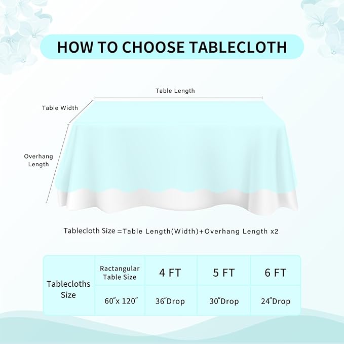 LuoluoHouse Lace Tablecloths Blue Chic Table Fabric 2pcs 60x120 Inch - Image 7