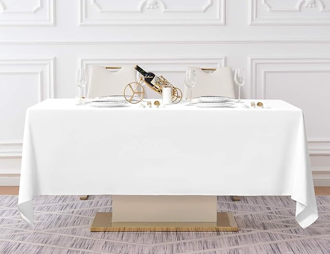 Surmente 2 Pack White Rectangle Tablecloth 60 x 102-inch Rectangular Polyester - Image 5