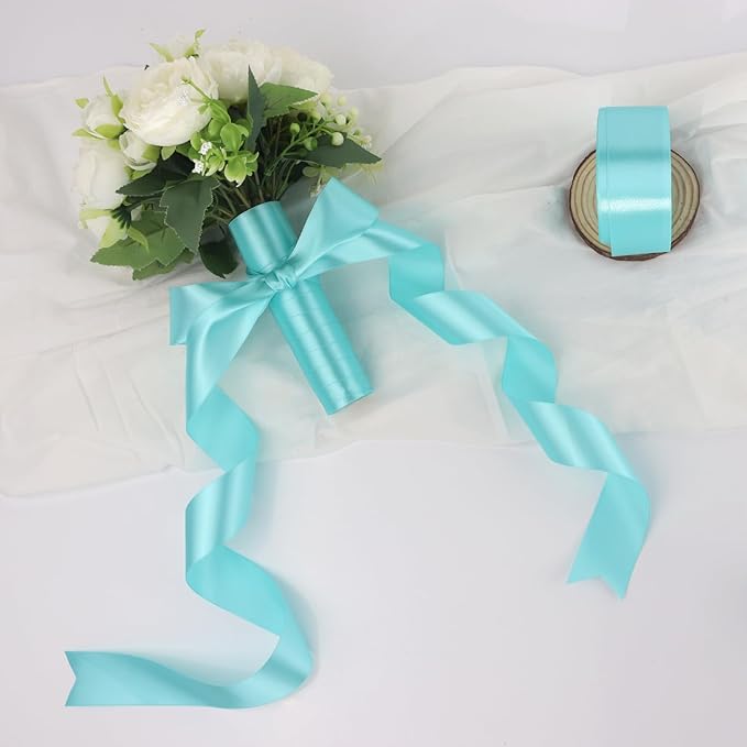 Lake Blue Solid Satin Ribbon 1-1/2 Inch 50 Yards Solid Polyester Fabric Ribbon - Image 6