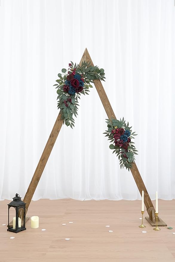 Navy and Burgundy Flower for Wedding Welcome Signs Decorations, Artificial - Image 7