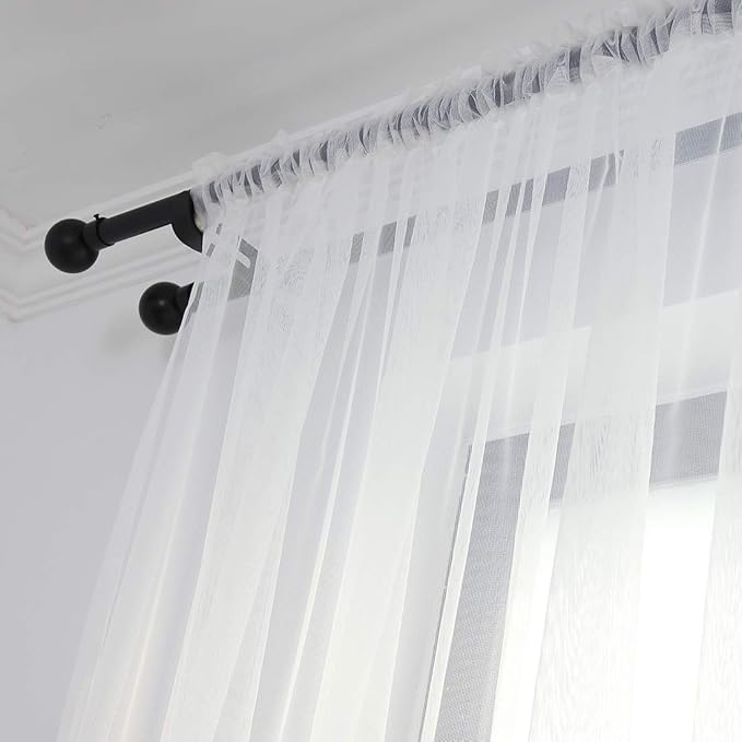 78" Vintage Sheer Voile Elegant Linen Fabric Touch Rod Pocket Tulle Backdrop - Image 3